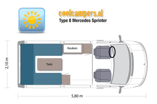 Mercedes Sprinter camperbus met XXL bed - Afbeelding 2