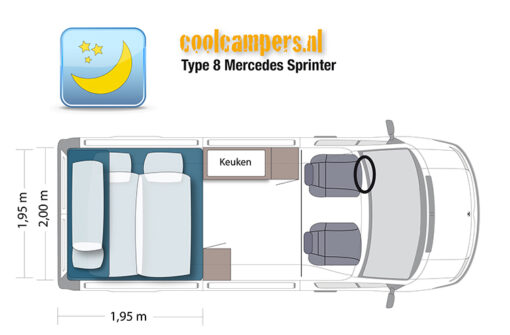 Mercedes Sprinter camperbus met XXL bed - Afbeelding 3